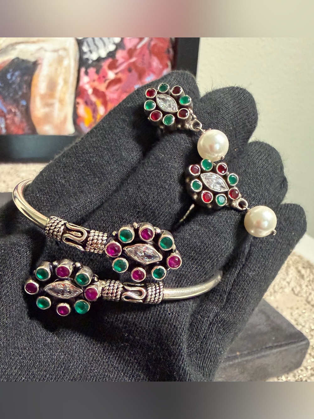 Sterling silver bracelet and earrings set